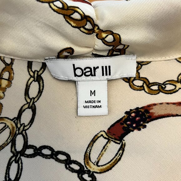 Bar III Sleeveless Equestrian Print Bow Neck Blouse, Size Medium - Picture 6 of 9